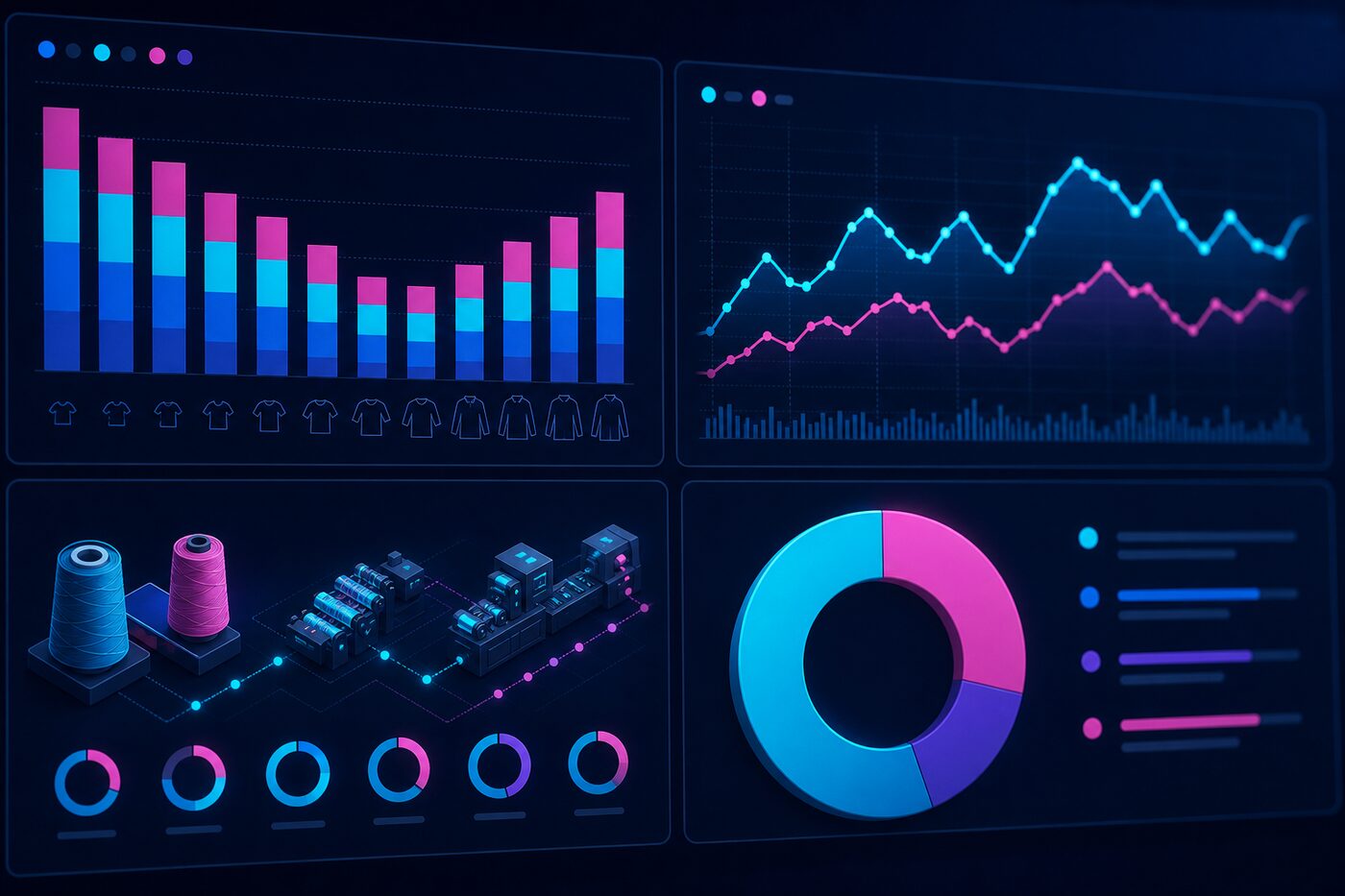 Gráficas de producción, inventario y control de calidad