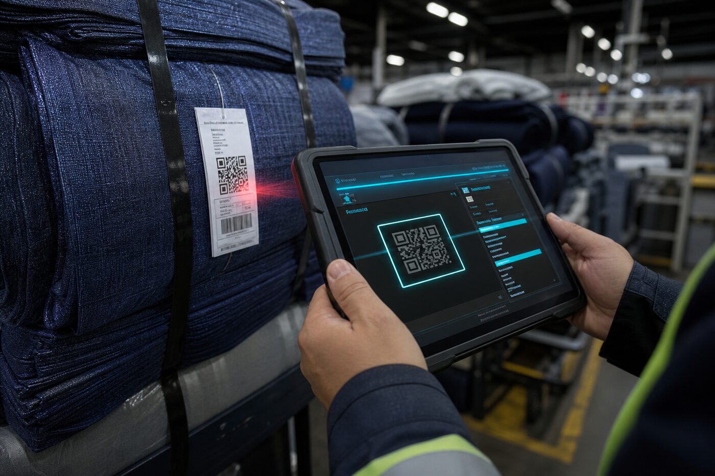 Escaneo QR de bultos en taller con tablet industrial
